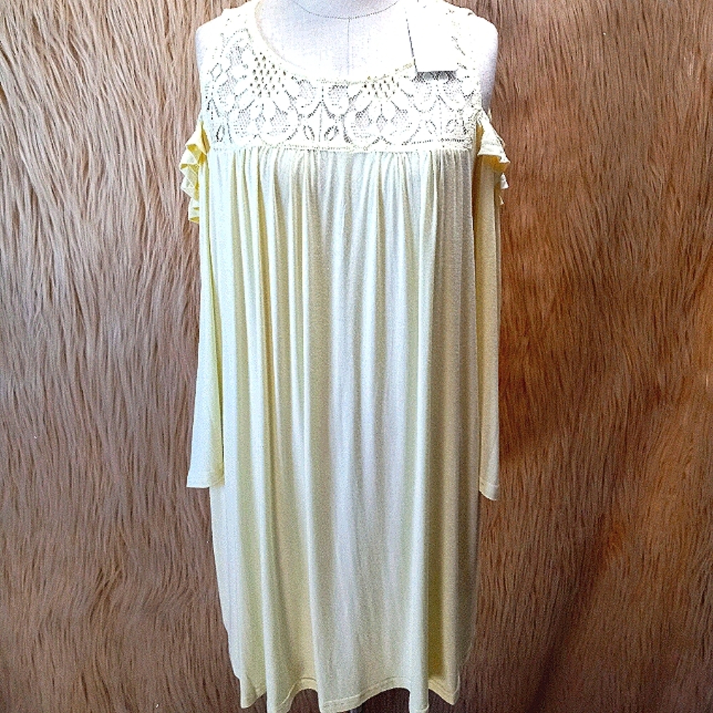 Cold Shoulder Lace Yoke Mini Dress